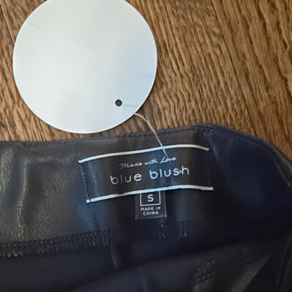 Blue Blush Black Vegan Leather Mini Skirt - Picture 3 of 4